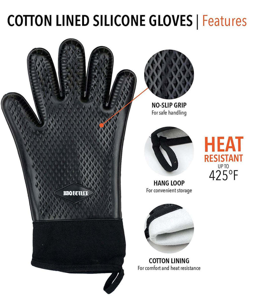BBQ Butler Cloth Lined Silicone Gloves